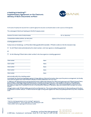 VP Bank e-Post Electronic Delivery Agreement