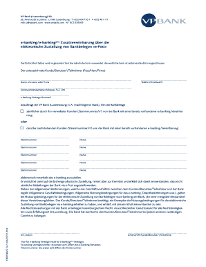 VP Bank (Luxembourg) SA Zusatzvereinbarung über die elektronische Zustellung von Bankbelegen «e-Post»