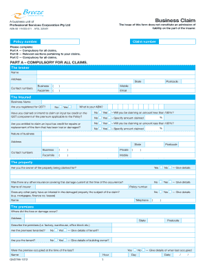 Business Claim Form