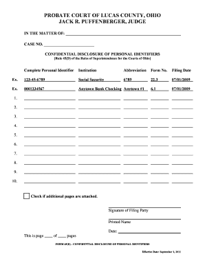 Confidential Disclosure of Personal Identifiers