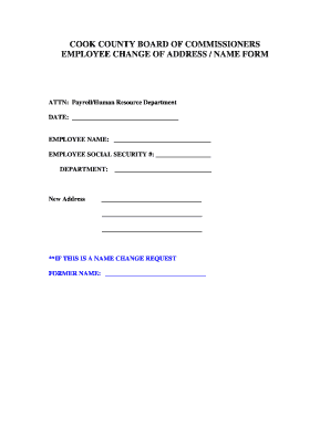 Cook County Employee Change of Address/Name Form