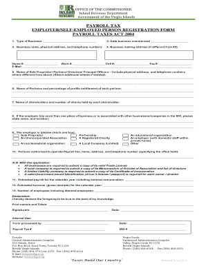 Virgin Islands Payroll Tax Registration Form