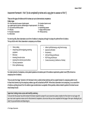 Optometry Training Assessment Form