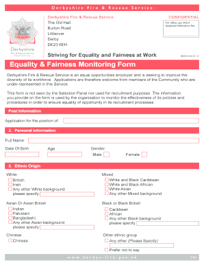 Derbyshire Fire & Rescue Equality Monitoring Form