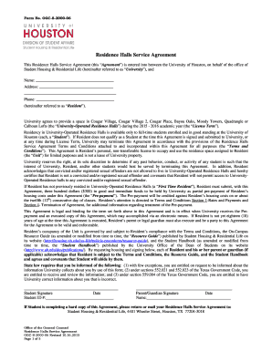 Residence Halls Service Agreement