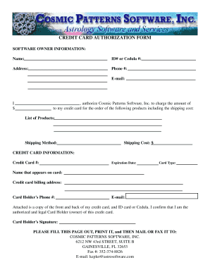 Credit Card Authorization Form