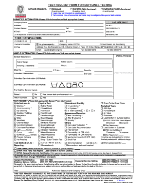 Softlines Local Test Request Form