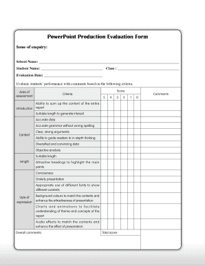 PowerPoint Production Evaluation Form