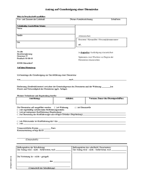 Ausfüllbar Online brd nrw Antrag auf Genehmigung einer Dienstreise