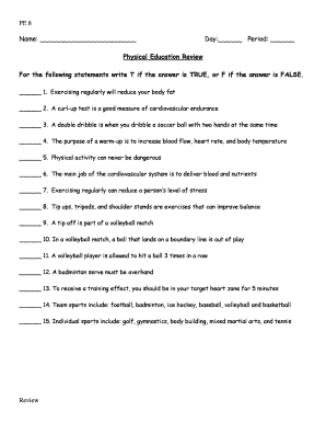 Physical Education Review Form