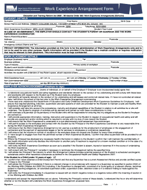 Work Experience Arrangement Form
