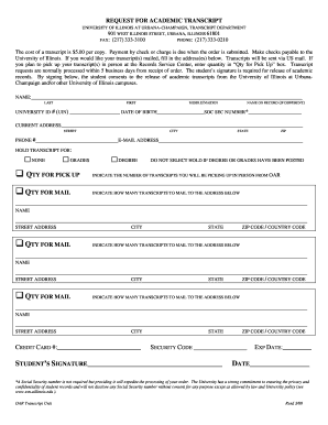 University of Illinois Academic Transcript Request Form