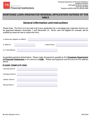 Tennessee Mortgage Loan Originator Renewal Application