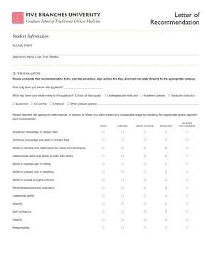 Graduate School Recommendation Form