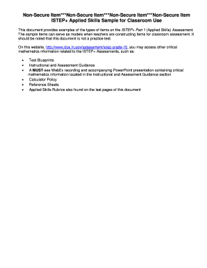 ISTEP+ Applied Skills Sample for Classroom Use