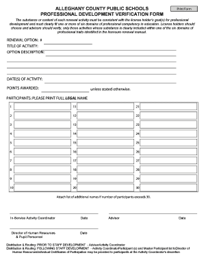 Professional Development Verification Form