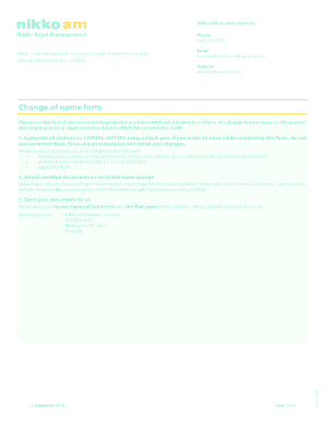 Nikko AM Change of Name Form