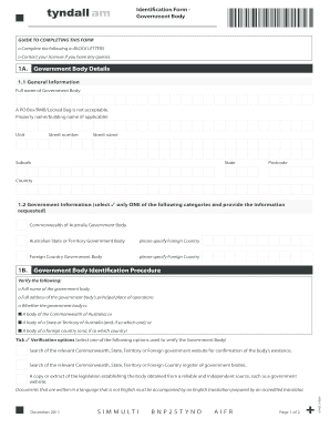 Government Body Identification Form
