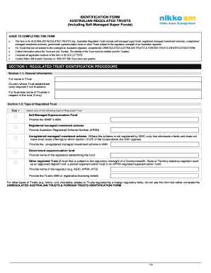 Australian Regulated Trusts Identification Form