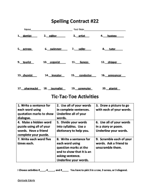 Hidden words examples - Spelling Contract #22 Name Test Date 1 - rfcsc k12 in