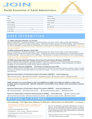 Florida Association of School Administrators Membership Application