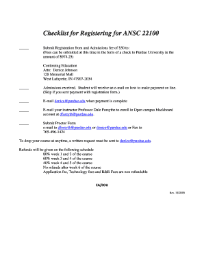Purdue University Non-Degree Student Registration Form