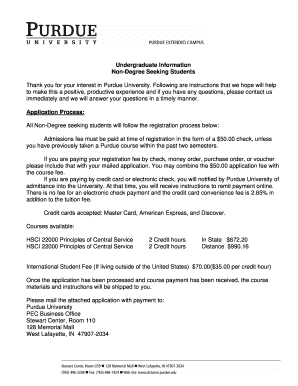 Purdue University Non-Degree Application Form