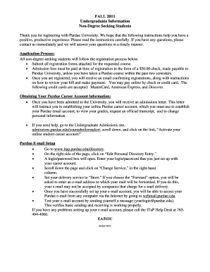 Purdue Non-Degree Student Registration Form