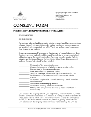 Student Personal Information Consent Form