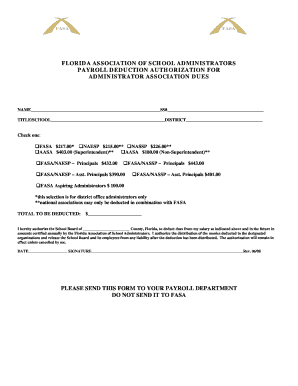 Payroll Deduction Authorization for FASA Dues