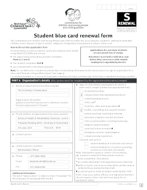 Student Blue Card Renewal Form