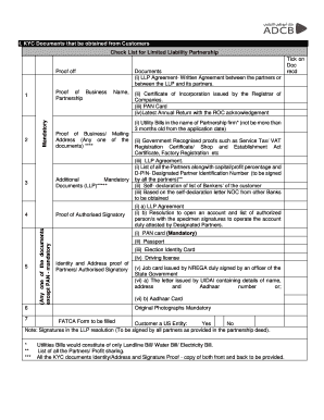 KYC Documents Checklist for Limited Liability Partnership