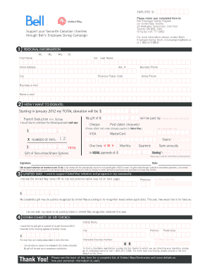 Bell Employee Giving Campaign Donation Form