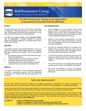 Bell Pensioners' Group Membership Form