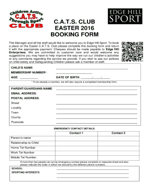 EASTER b2002b FUN CLUB BOOKING bFORMb - Edge Hill University - edgehill ac