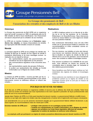 Formulaire d’adhésion du Groupe des pensionnés de Bell