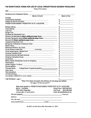 Presbyterian Women Remittance Form