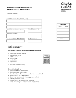 Functional Skills Mathematics Level 2 Sample Assessment