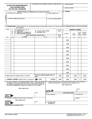 US Federal Travel Expense Reimbursement Form