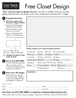 Fillable Online Free Closet Design - EasyTrack Fax Email Print - pdfFiller