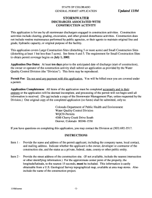 Colorado Stormwater Construction Permit Application