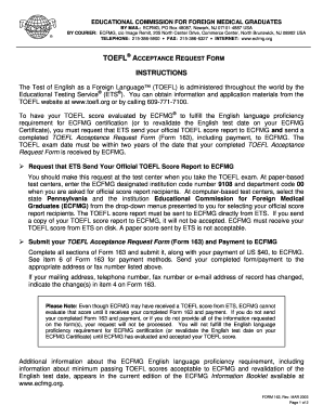 TOEFL Acceptance Request Form