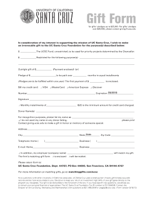 UC Santa Cruz Gift Form