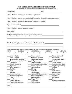 Mental Health Assessment Form