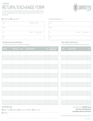 Jamberry Nails Return/Exchange Form