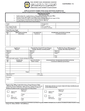 Application Form for Acquisition Services