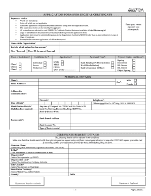 Application Form for Digital Certificate