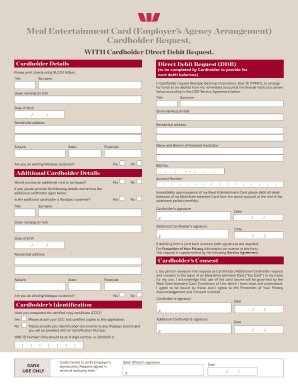 Meal Entertainment Card Direct Debit Request