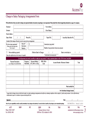 Change to Salary Packaging Arrangements Form