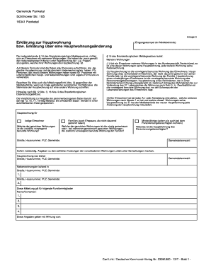 Erklärung zur Hauptwohnung